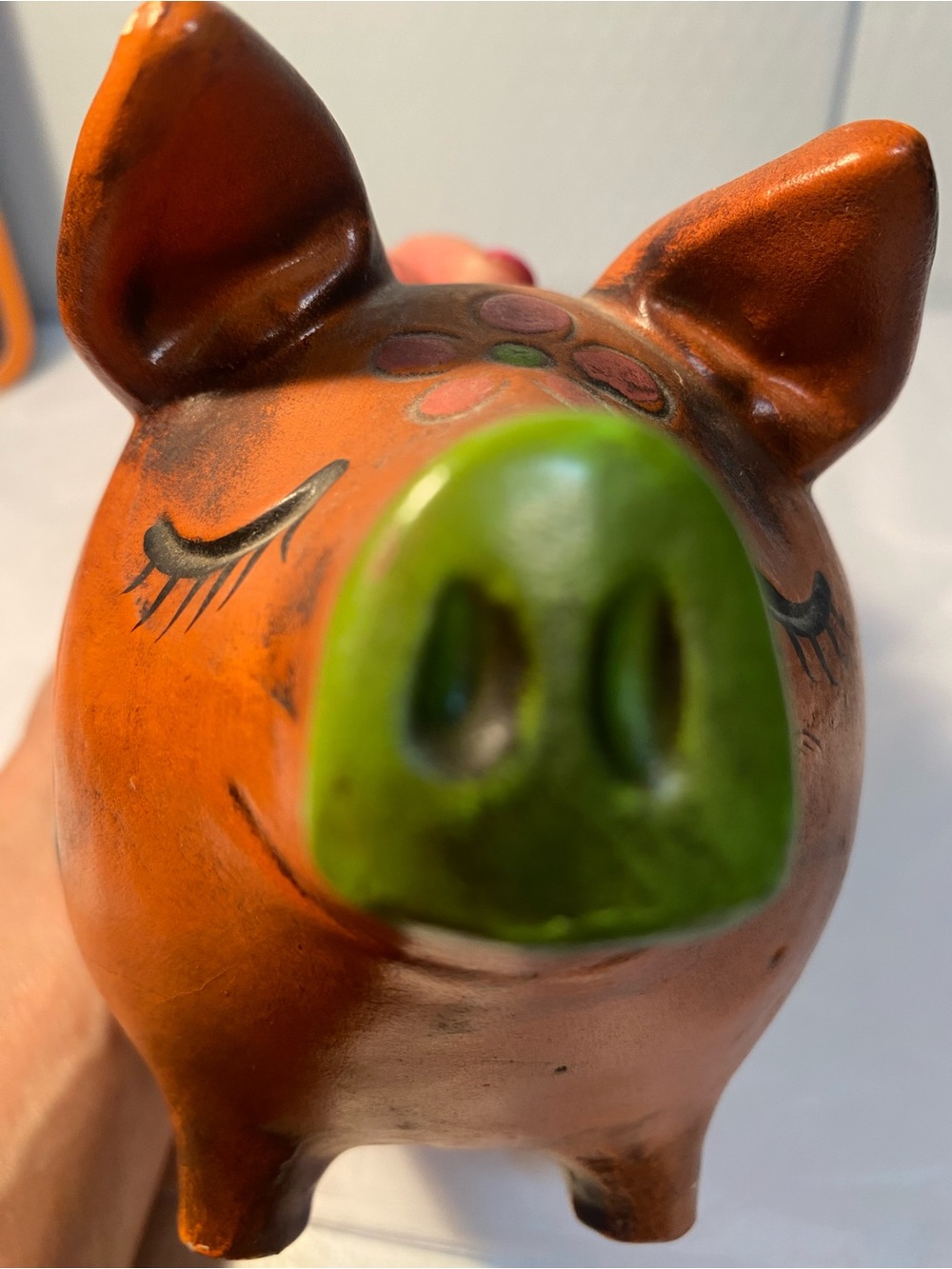 Vintage Chalk Ware Hand Painted Piggy Bank - Picture 2 of 7